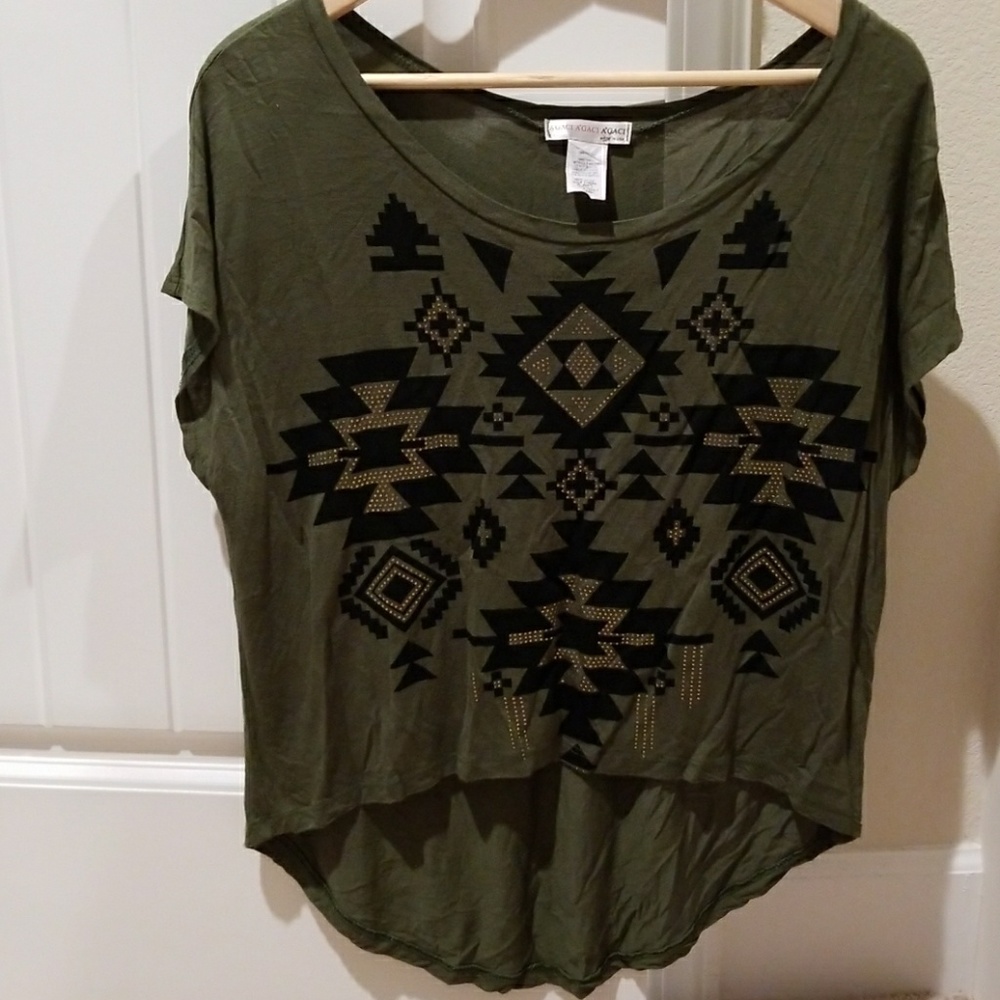 Olive tribal print top